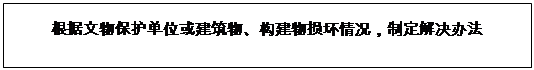 文本框: 根據(jù)文物保護(hù)單位或建筑物、構(gòu)建物損壞情況，制定解決辦法