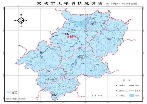 最新土壤墒情监测数据表明:宣城市土壤表墒适宜,底墒过多.