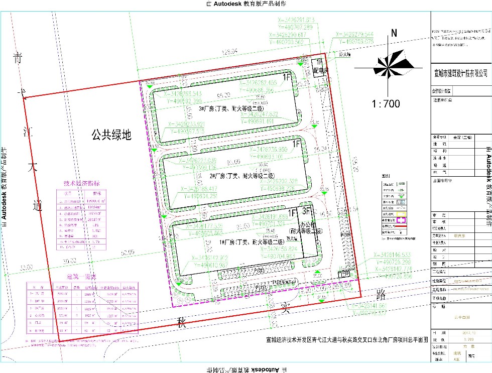 宣城经济技术开发区青弋江大道与秋实路交叉口东北角厂房项目总平面图