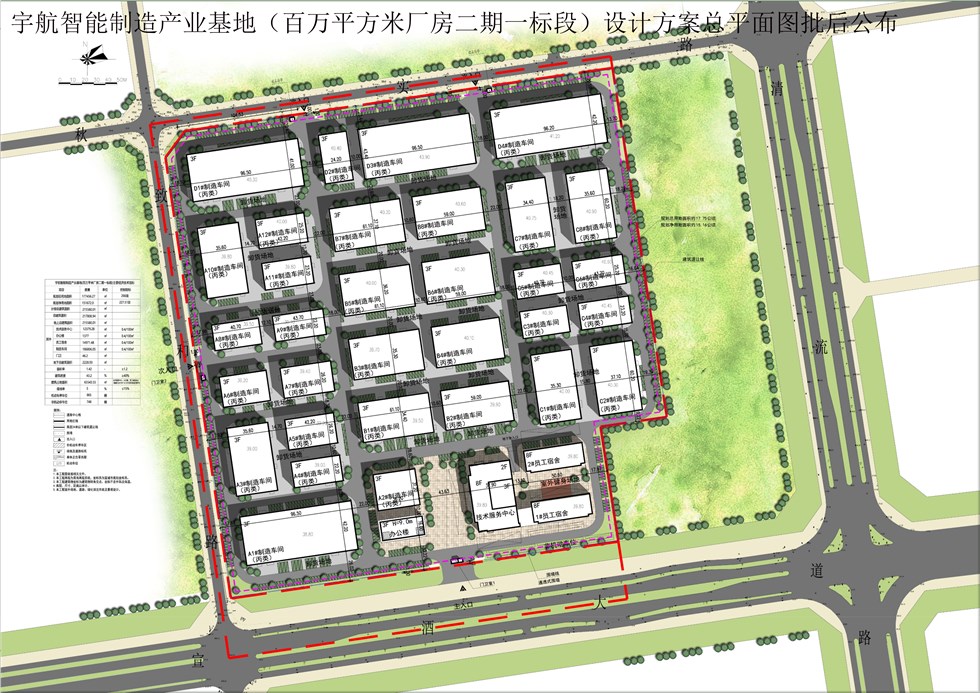 宇航智能制造产业基地百万平方米厂房二期一标段设计方案总平面图批后