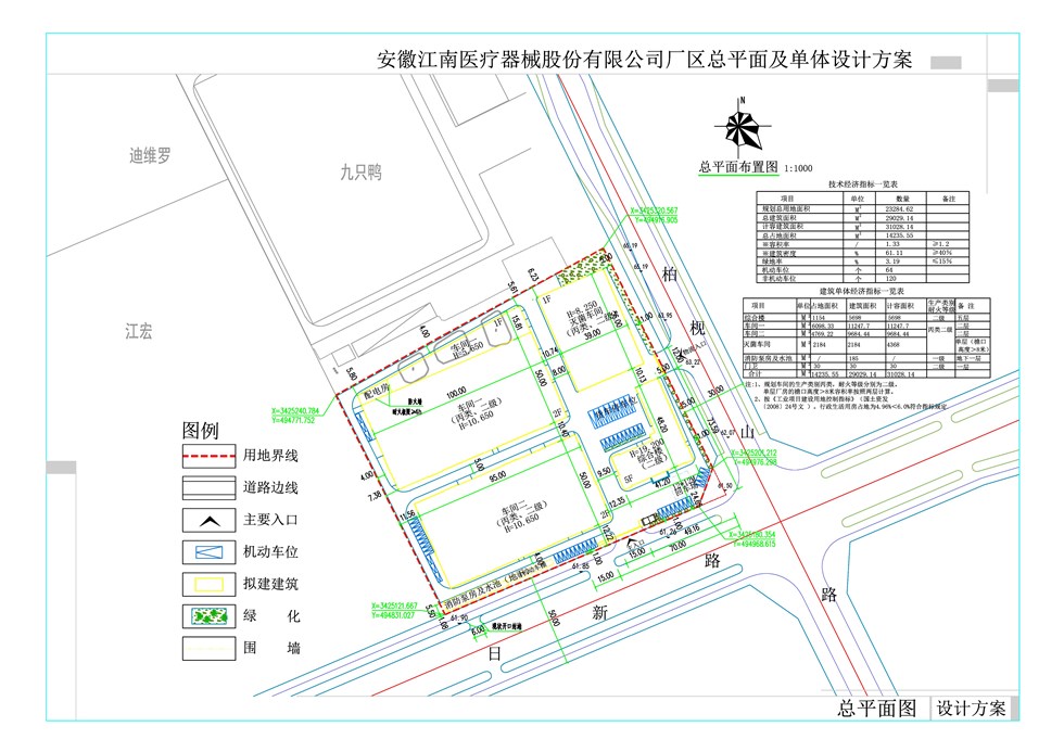 安徽江南医疗器械股份有限公司厂区总平面及单体设计方案公示