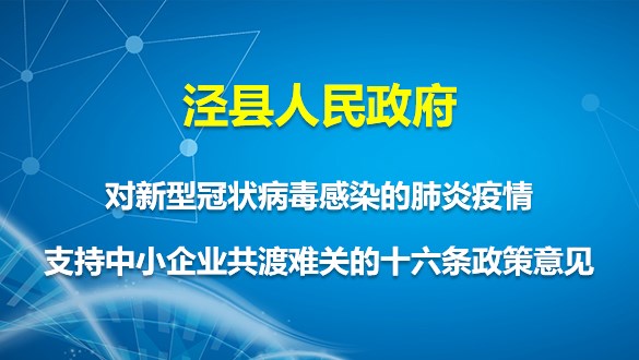 【图表解读】泾县人民政府对新型冠状病毒感染的肺炎疫情支持中小企业共渡难关的十六条政策意见