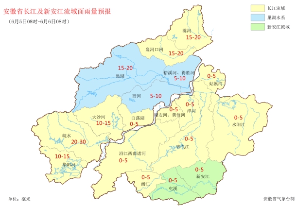 圖35-6日逐日長江新安江流域面雨量預報附:安徽省未來一週具體預報5日