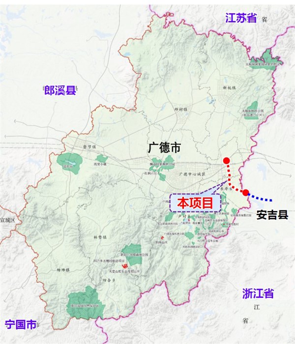 路线自北向南于大松林村西侧下穿g50沪渝高速,继续向南布设,经新村西